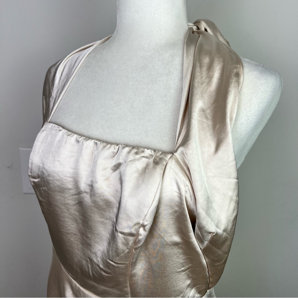 Selfie Leslie dress womens large Halter Draping Champagne Color Romantic - Picture 2 of 10